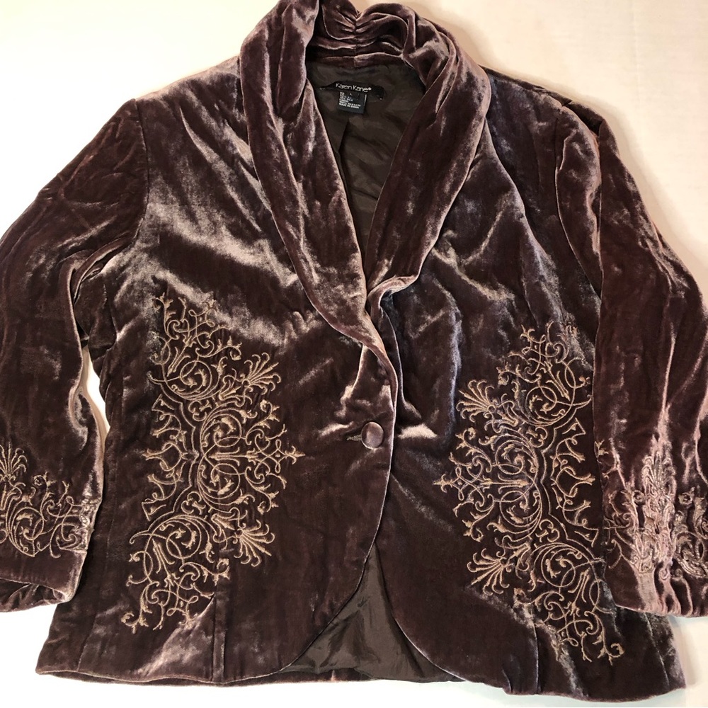 Karen Kane Rayon Silk Embroidered Lined Blazer Ladies Large Rn 59168